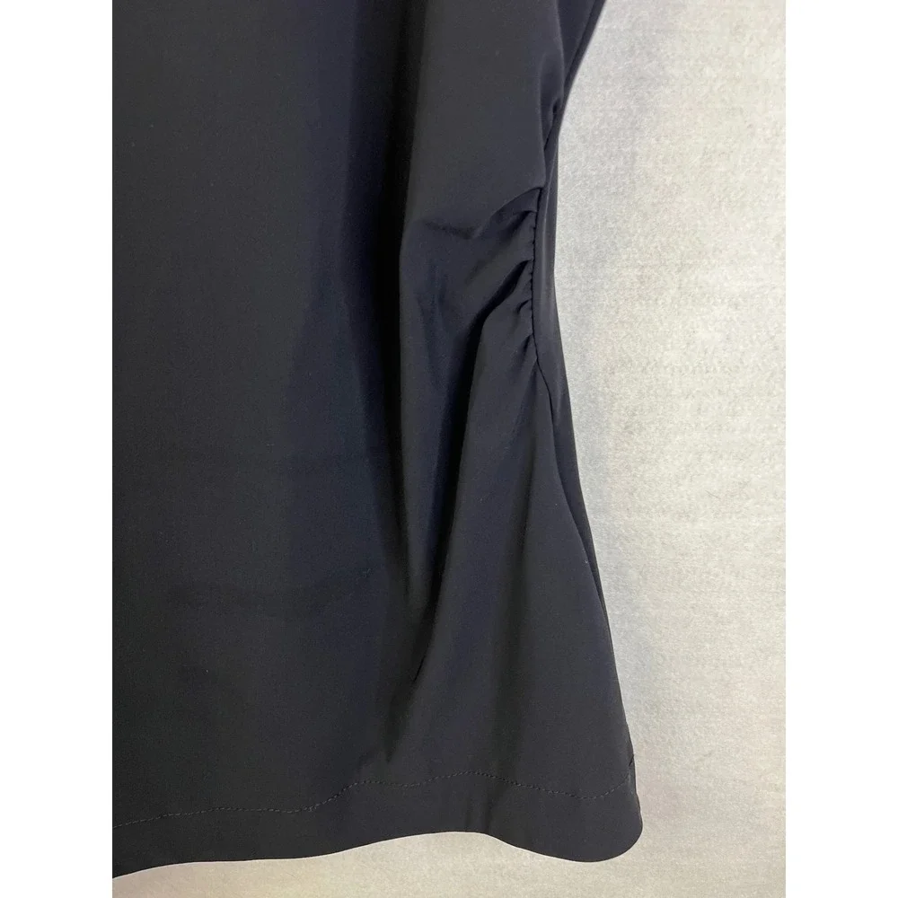 Porto San Francisco Black Cap Sleeve Top Asymmetrical Draping